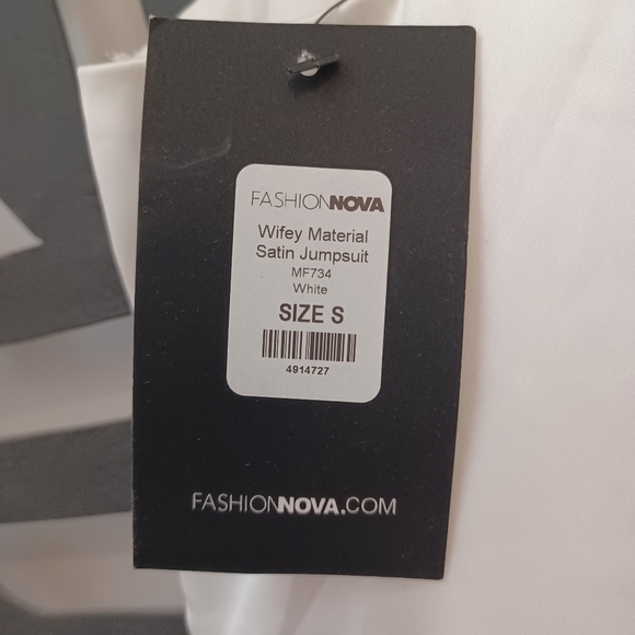 Fashion Nova Wifey Material Satin Jumpsuit Romper pant one piece White - Picture 7 of 7